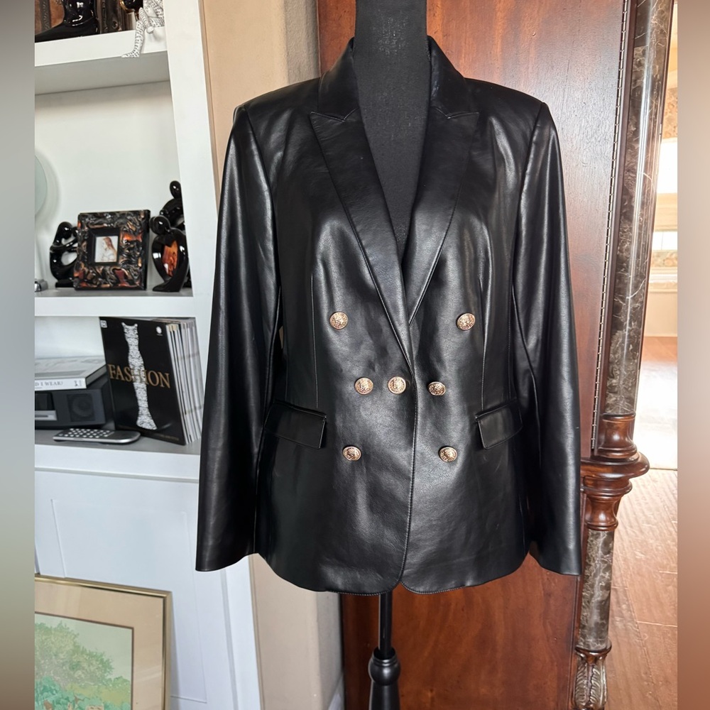 Calvin Klein Black Faux‎ Blazer - Picture 4 of 16